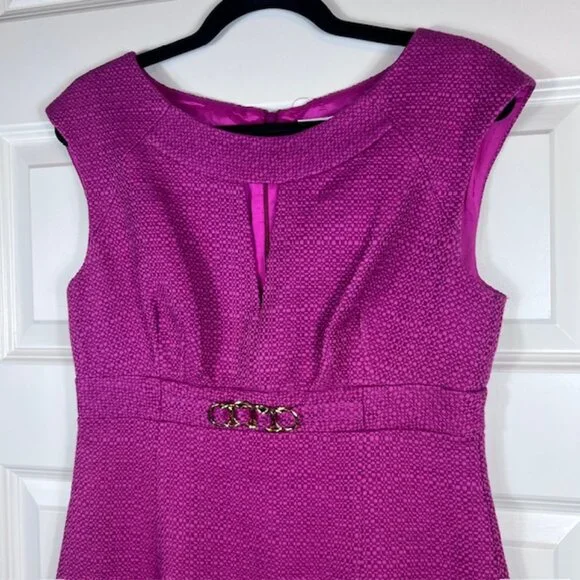 Trina Turk Women's Pink/Purple Jacquard Designer Luxury Sheath Dress Medium - Picture 4 of 9